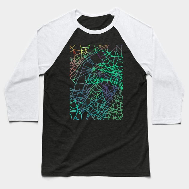 Paris Map Baseball T-Shirt by DustedDesigns